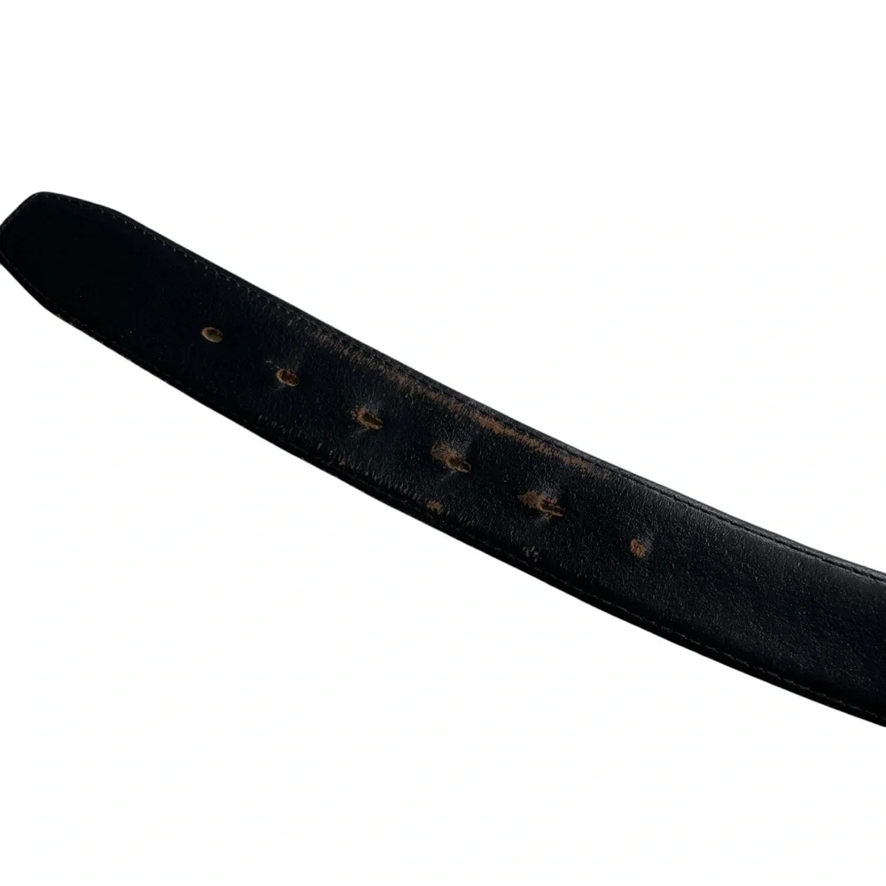 Black Leather Belt with Hidden Zipper Pocket Classic Mens Size 44